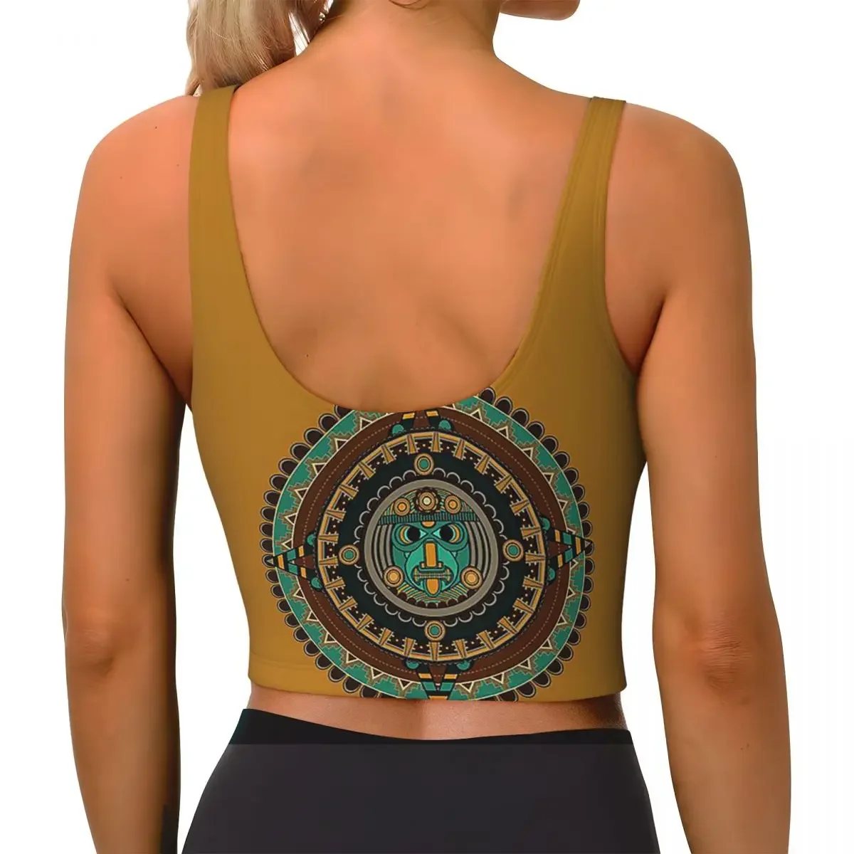 Custom Aztec Calendar Women Sports Bras High Impact Vest Gym Workout Yoga Crop Tank Top