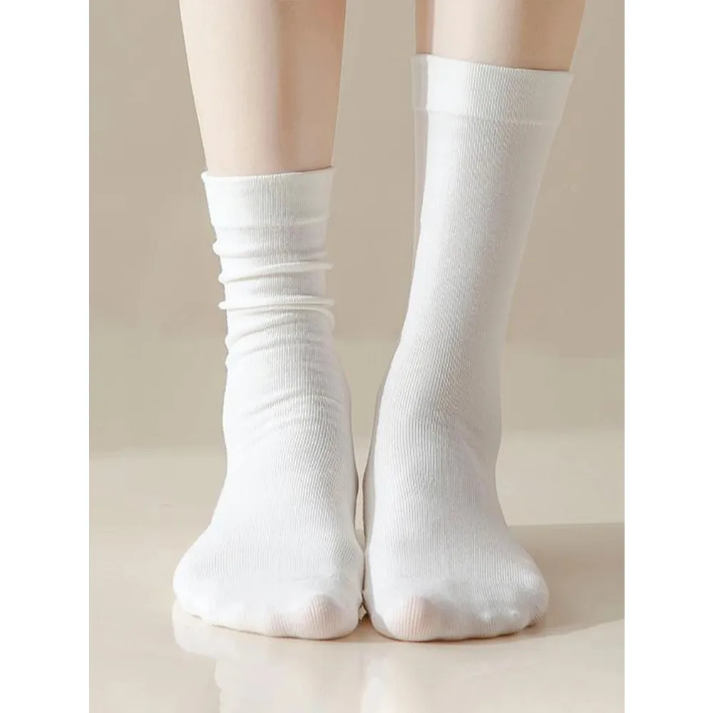 1/5/10/15/20 Pairs of new Korean version Pure white Women's Mid-Calf socks