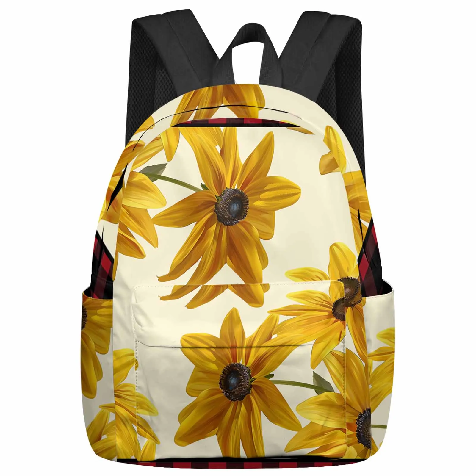 

Grid Chrysanthemum Flowers Large Capacity Backpack Men Laptop Bags High School Teen College Girl Student Mochila