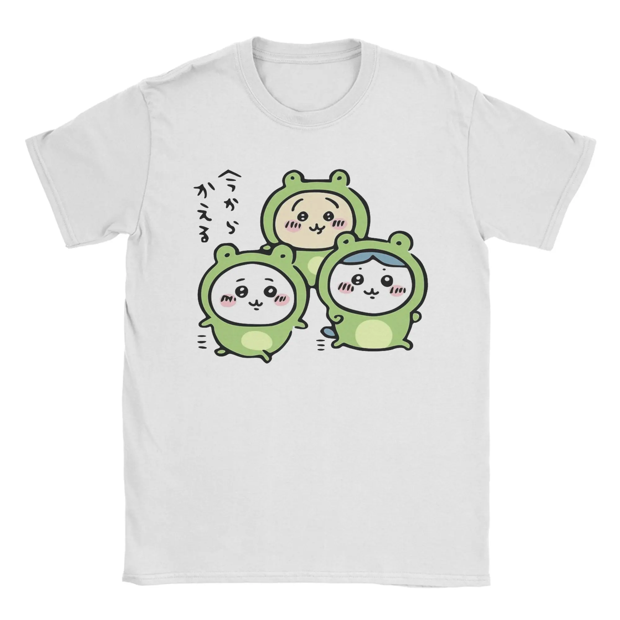 Chiikawas and Friends Frogs Hachiware Usagi T-Shirts für Herren, lustige Baumwoll-T-Shirts, Rundhalsausschnitt, kurzärmeliges T-Shirt, Sommerkleidung