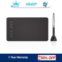 6x4 Inch Graphics Tablet Huion H640P with Digital Pen 8192 Levels Pressure 6 Express Keys, Compatible with Windows Mac Android