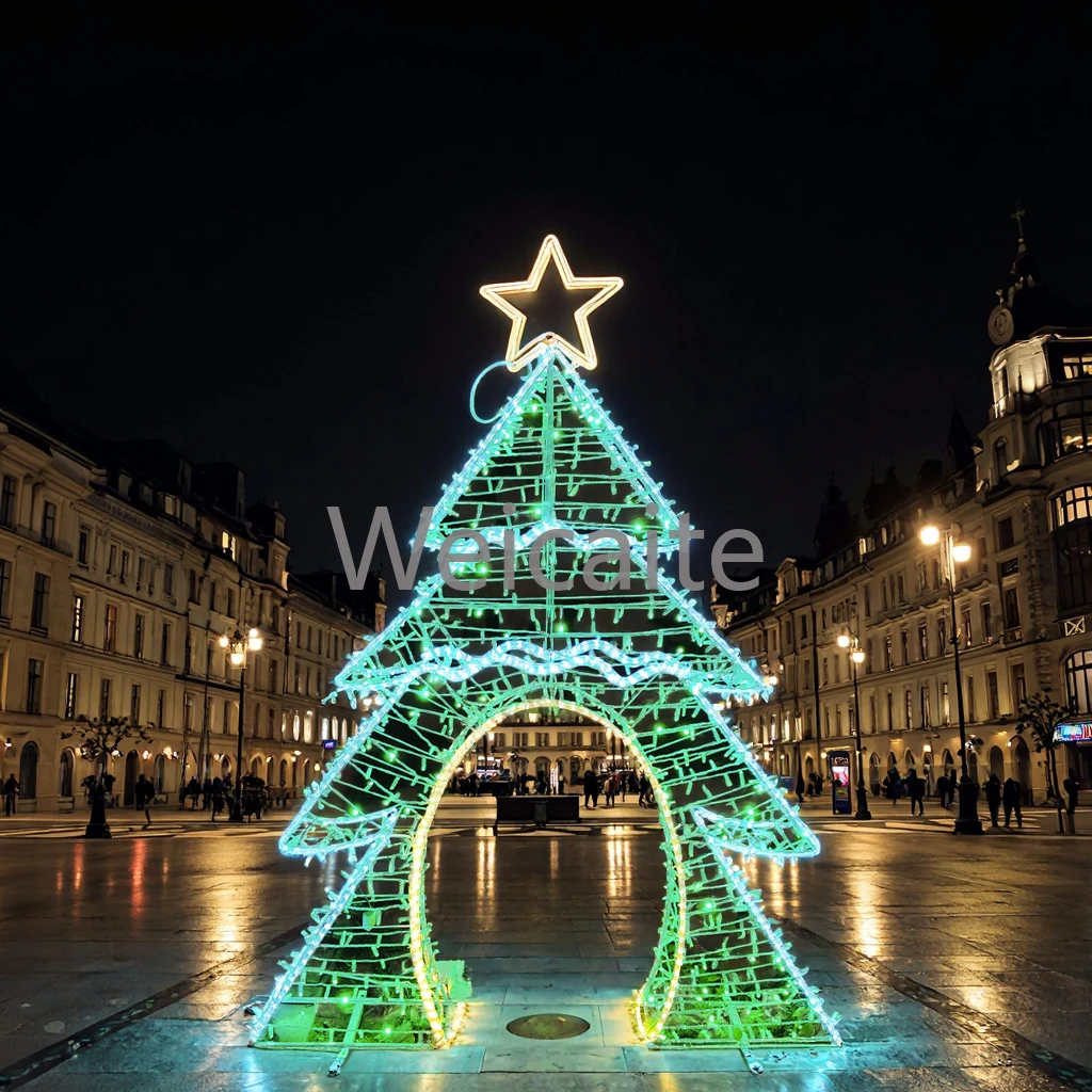 

Outdoor Party Custom Arch Design IP65 Waterproof Christmas Light Emitting Diode String Metal Frame Tree Holiday Theme Lights
