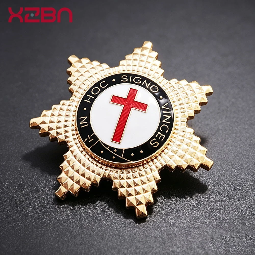 Masonic Lapel Pins Badge Mason Freemason Gold Silver Badge Order of The Red Cross Size 6.3 cm Exquisite Souvenirs for Banquet