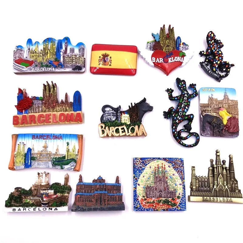 

Fridge Magnet Souvenir Spain Barcelona Gecko World Country Travel Gift Magnetic Refrigerator Stickers Colored Painted Handicraft