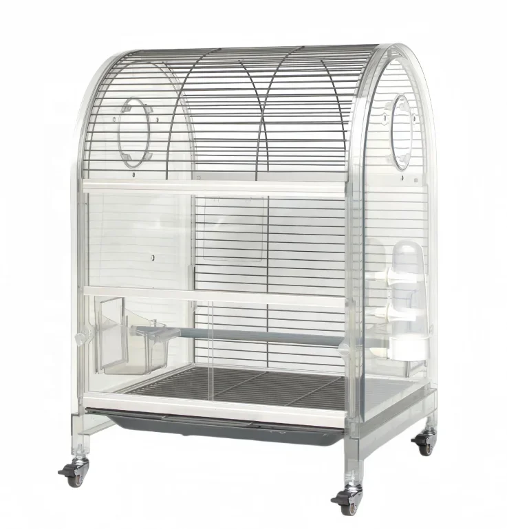 Rolling Stand Wrought Iron Transparent Clear Large Decorative Custom Outdoor Aviary Large Bird Cages