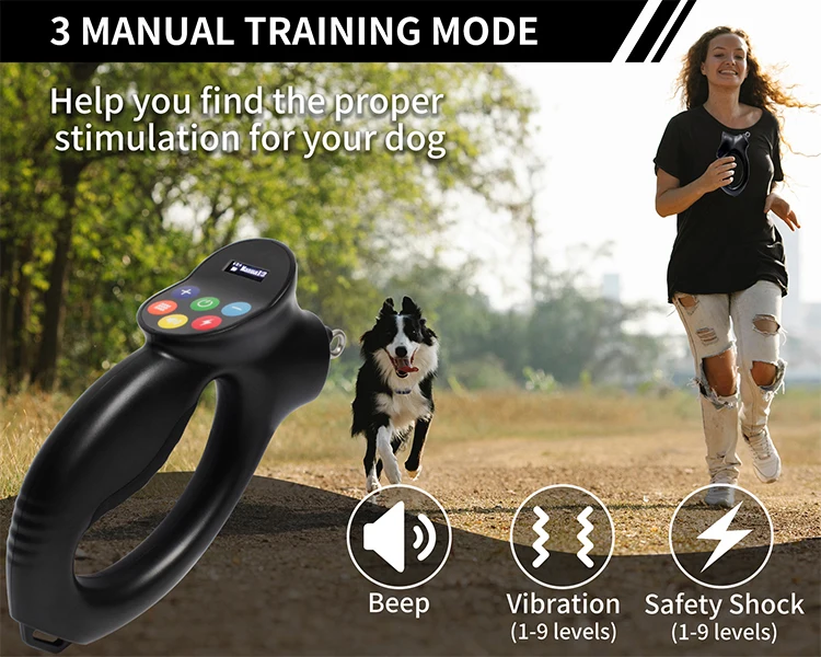 Pet Training Products Rechargeable Beeper Vibration Static Shock Training Collar