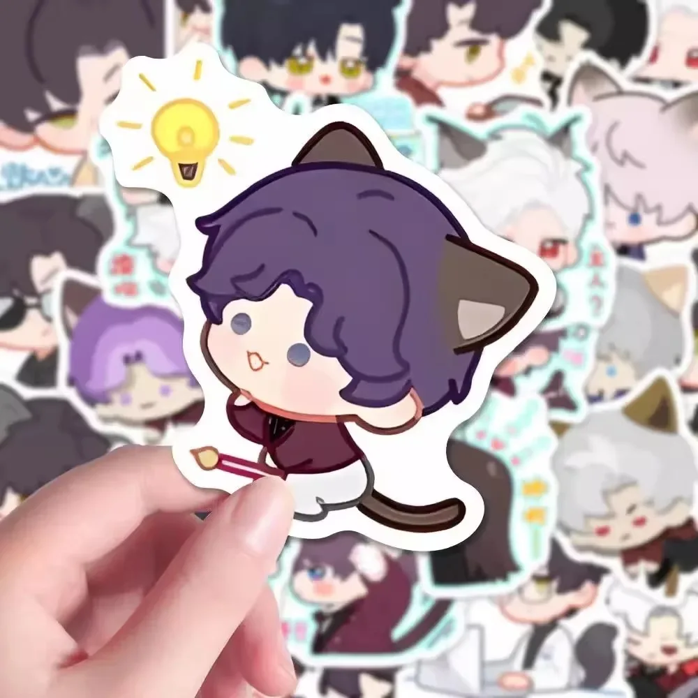 52 قطعة من ملصقات شخصيات الرسوم المتحركة Love and Deepspace Cat Tail Series ملصقات مقاومة للماء يمكنك صنعها بنفسك لأمتعة الكمبيوتر المحمول على الجليد