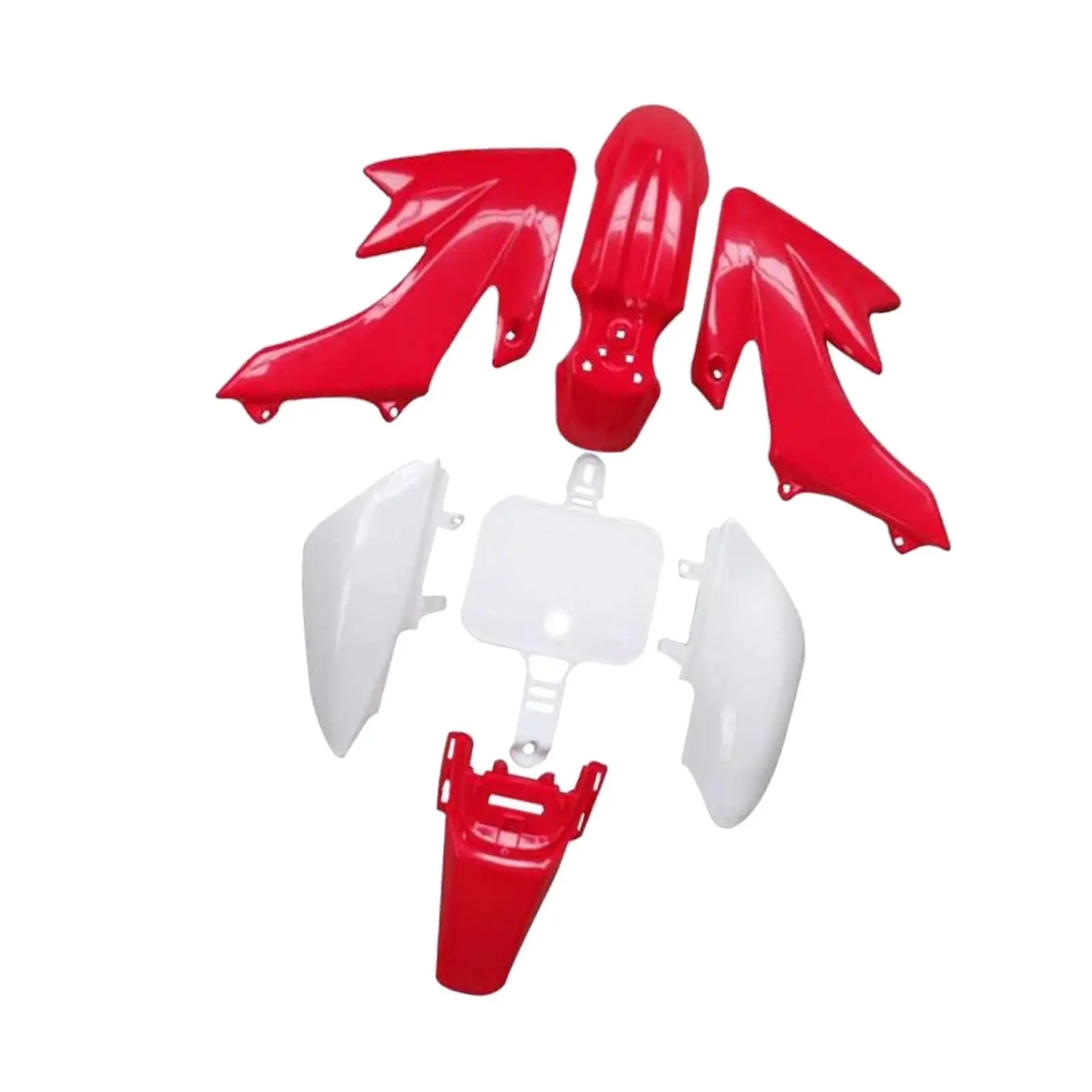 Sturdy Red White Motorcycle Fairing Fender Set Plastic Body Work Guard for Easy Installation Bike Modifications and Upgrades