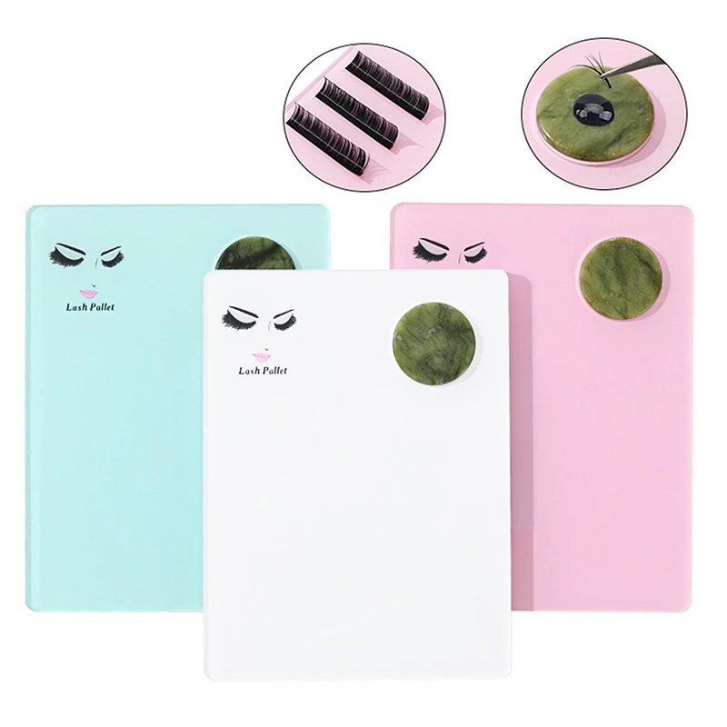 Acrylic Jade Stone Grafted Eyelash Board Eyelash Extension Plate Tray Glue Pallet Board Stand Pad Lashes Makeup Tools