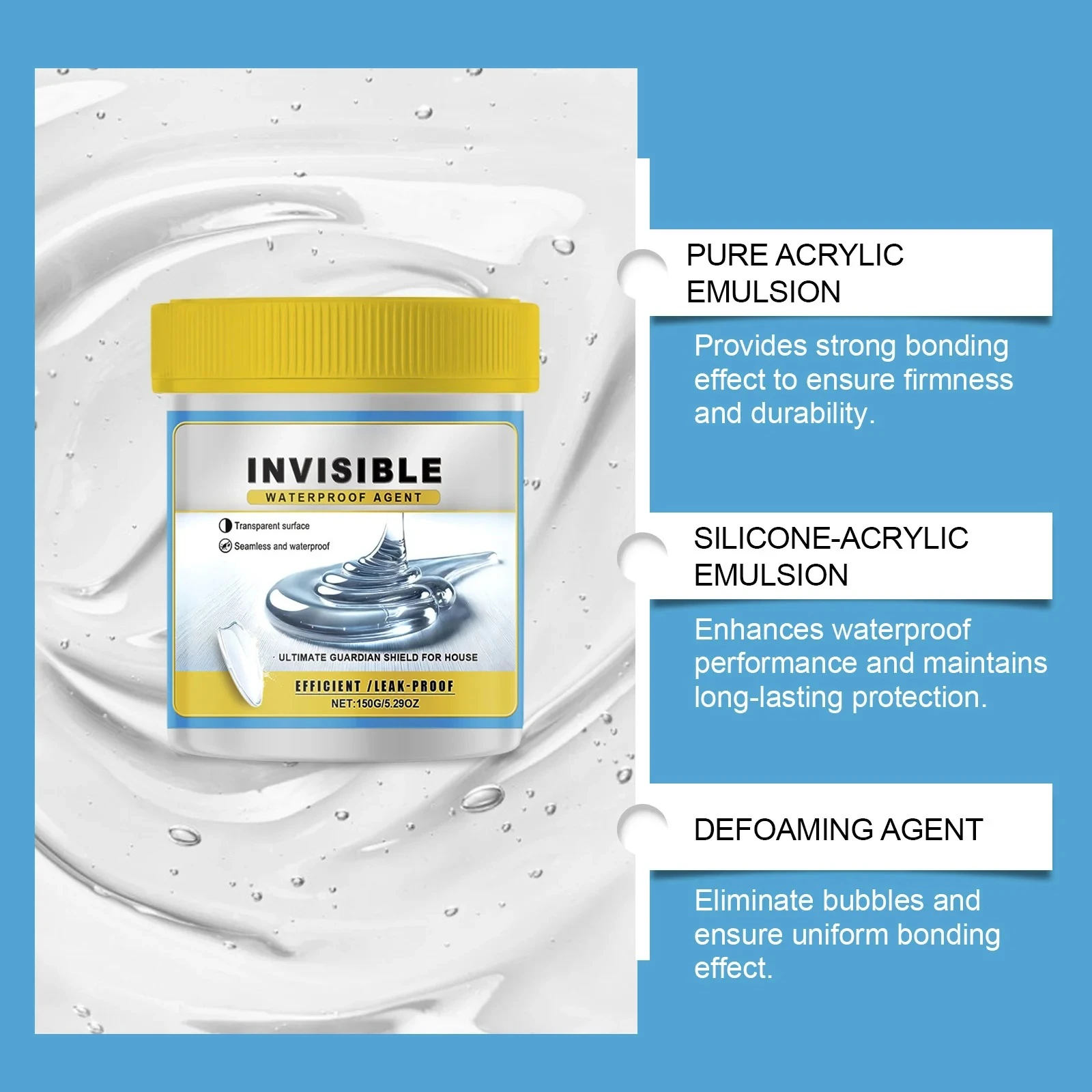 Transparent Waterproof Sealant Used for Roof Leak Repairs Bathroom Tile  Home Concrete Walls Fast Drying Comes with Brush