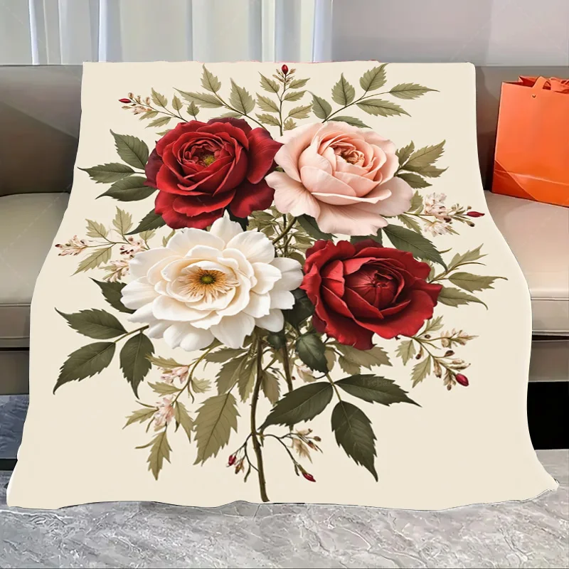 

1 шт. фланелевое одеяло элегантное одеяло с цветочным букетом для уютного декора гостиной