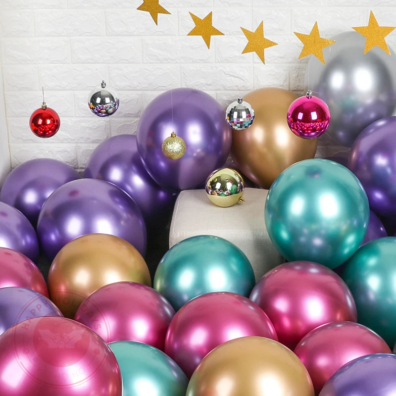 

50pcs Metal Balloons Wholesale Party Decoration Latex Ballons Thickened Pearlescent Gold Chrome Balloon Birthday Wedding Decor