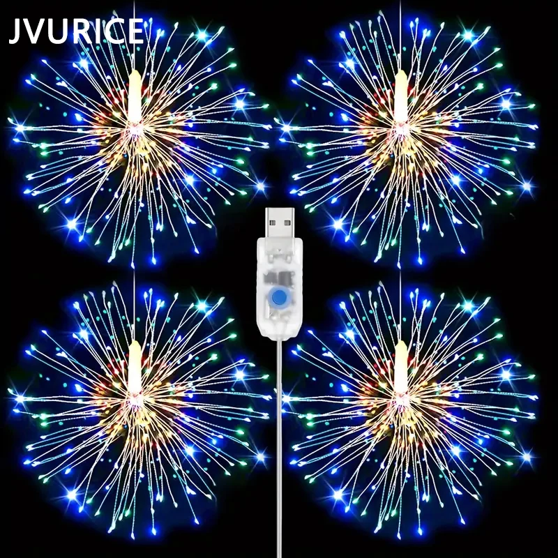 JVURICE USB Powered Copper Wire Firework Light String 8 Modes Waterproof for Yard Garden Wedding Christmas Holiday Party Decor