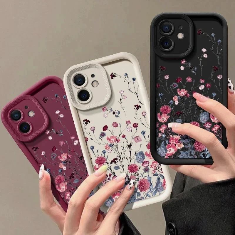 Phone Case For Samsung Galaxy A55 A54 5G A35 A15 A25 A51 A71 A13 A04E A32 A14 S24 Ultra S21 S23 FE Flower Shockproof Soft Cover