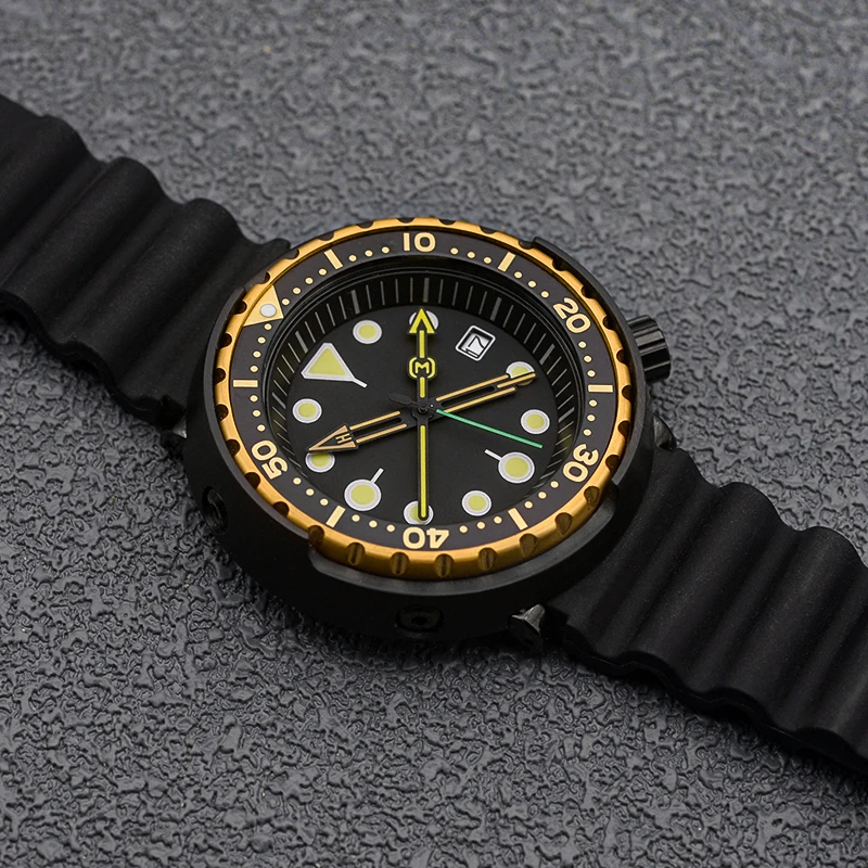 Black 28.5mm Dial Tuna Can Dive Watch With 30ATM Waterproof Men Automatic Diving Wristwatch Fit NH35 NH36A Mechanical Movement