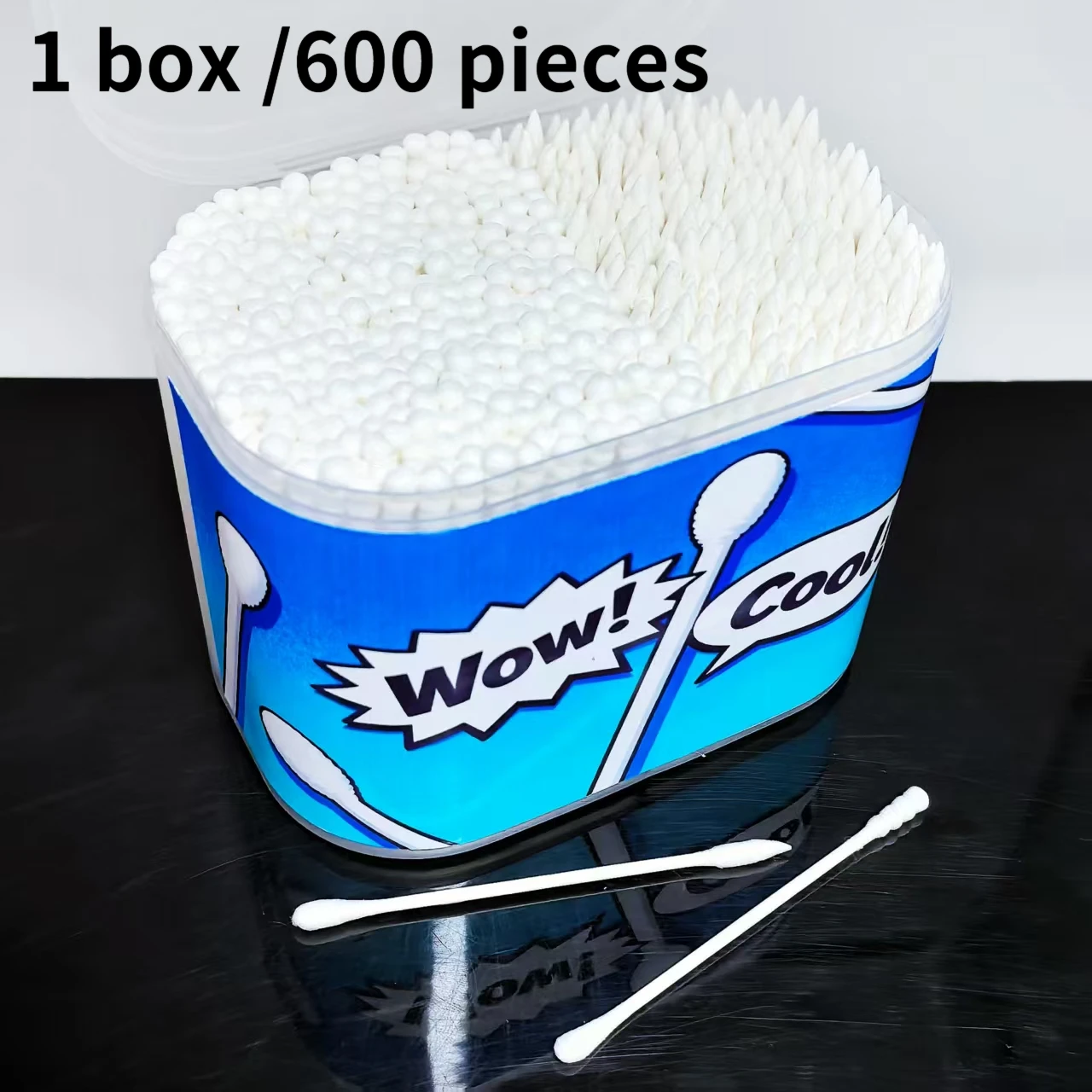 600pcs double-headed design cotton swabs, round and pointed cotton swabs with ear spoons, cotton swab sticks