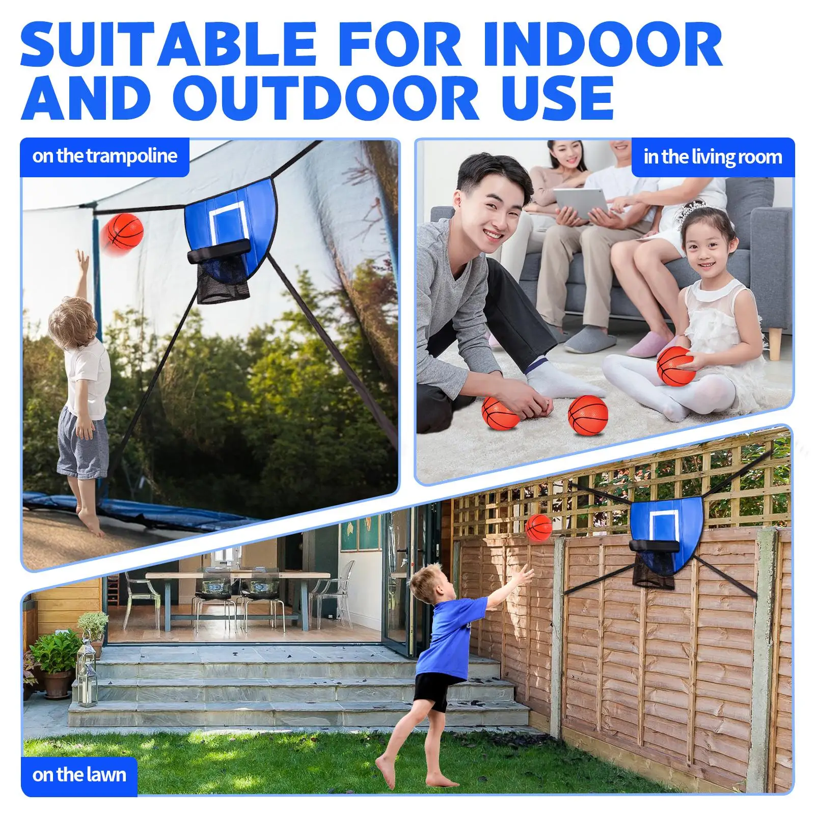 Mini Trampoline Basketball Hoop For Outdoor Basketball Hoop For Kids With Waterproof Backboard PE Mesh Sunscreen Soft
