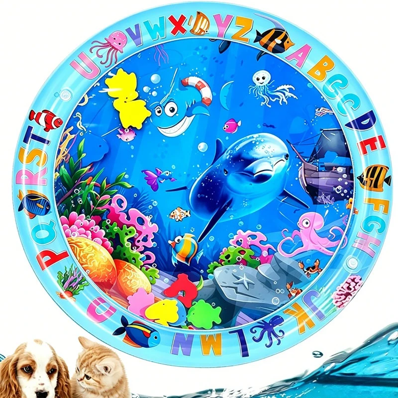 Inflatable Ocean Animal Play Mat Crawling Pad with Swimming Ring for Sitting Pet Water Outdoor Pool Dog Accessories