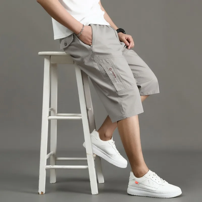 Summer shorts for men Fashion Letter Print Casual Pocket Loose Button Zipper motion pants