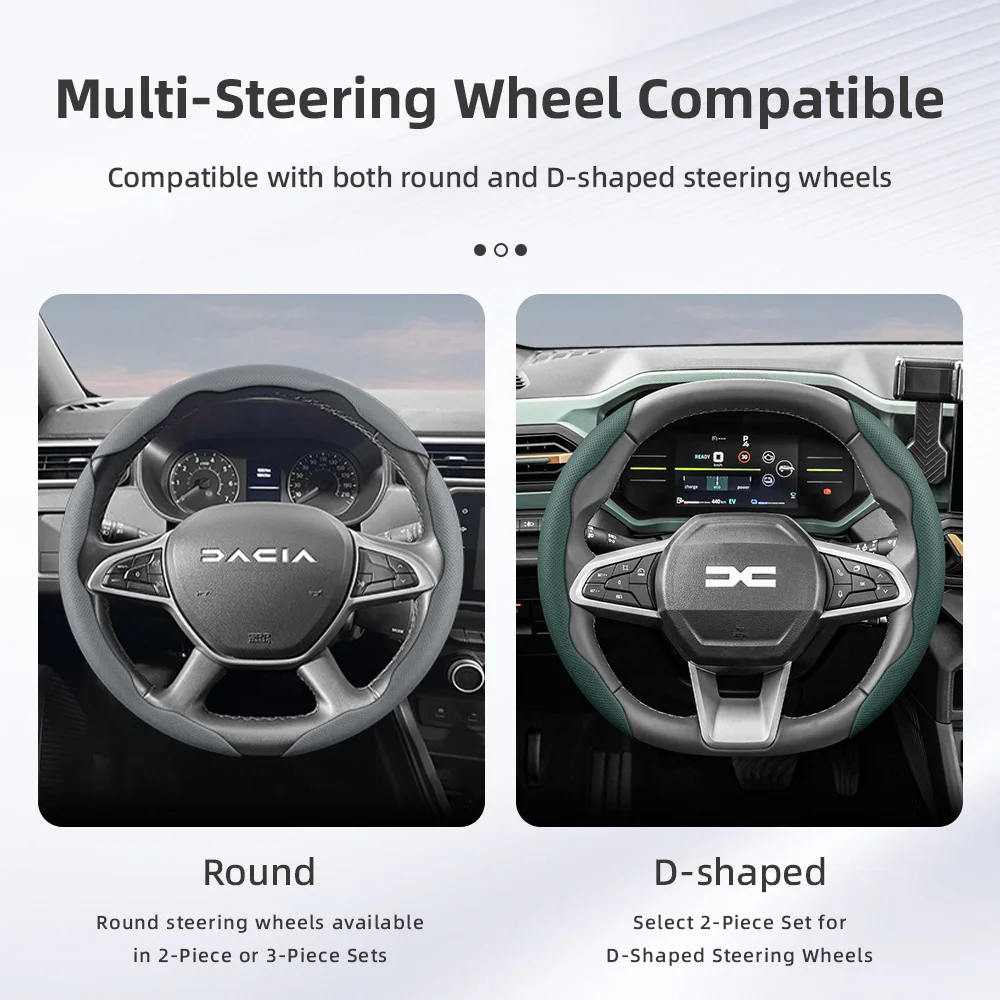 Segmented Nappa leather anti-slip steering wheel cover suitable for Dacia Sandero Step, Duster, Jogger, Bigster, Spring Electric