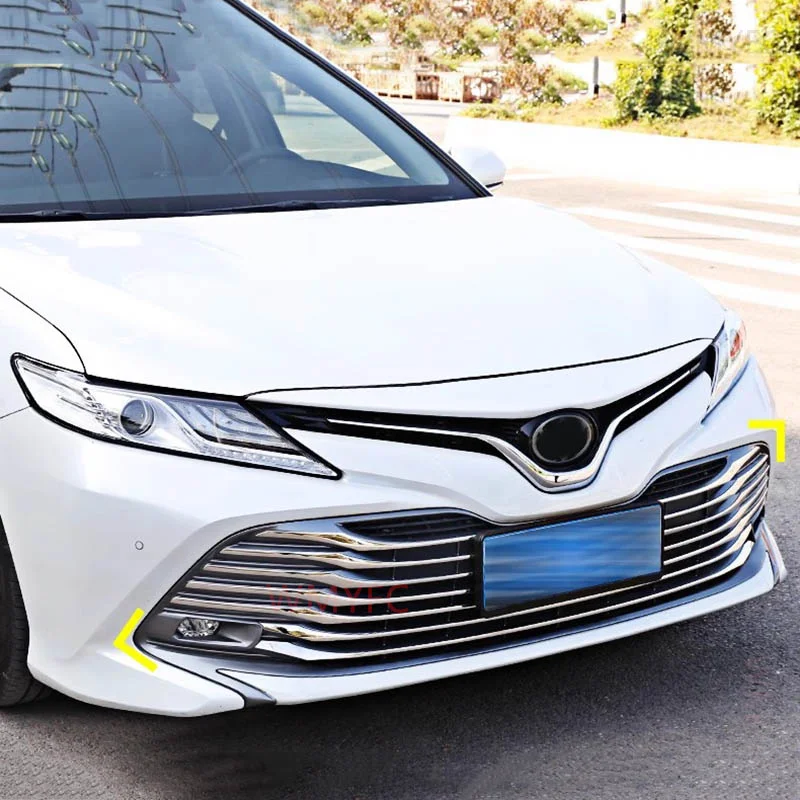 

For Toyota Camry 2018-2020 Stainless Front Middle Mesh Trim Car Front Racing Grille Molding Lid Middle Net Covers Trims Strip