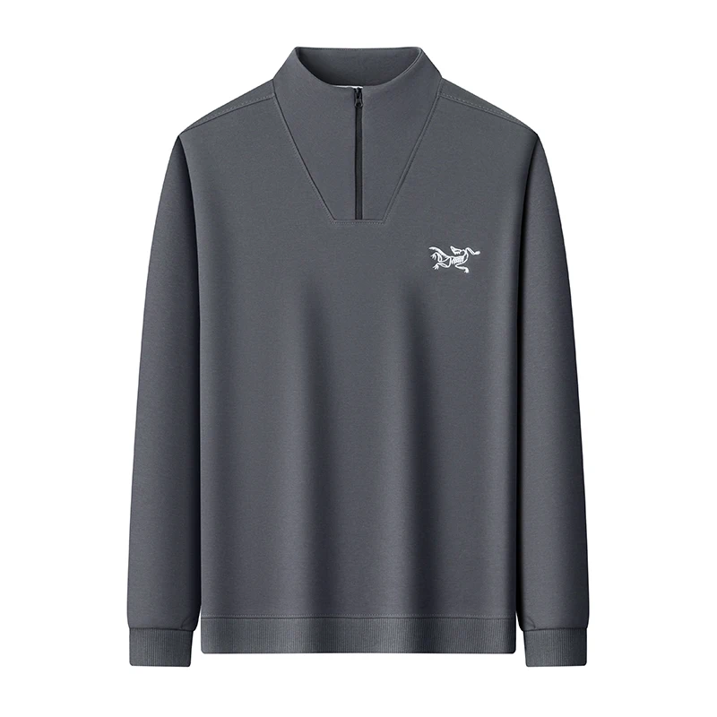 سترة رجالية عصرية وعصرية بياقة واقفة، تي شيرت دافئ بأكمام طويلة مناسب للشباب ومتوسطي العمر