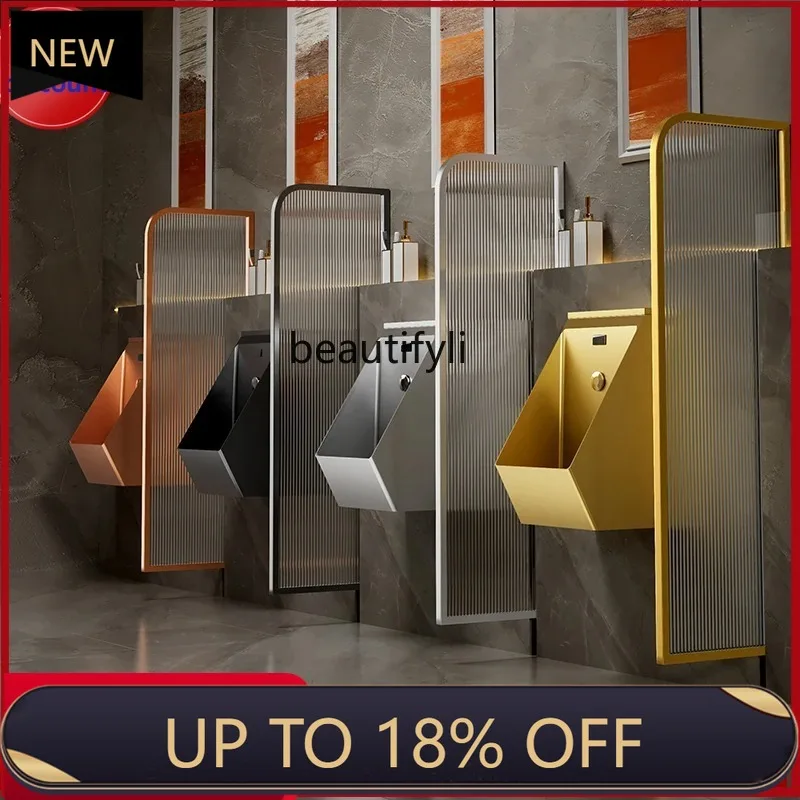 

Z189 Gold stainless steel integrated induction urinal wall-mounted bathroom men's toilet black urinal urinal