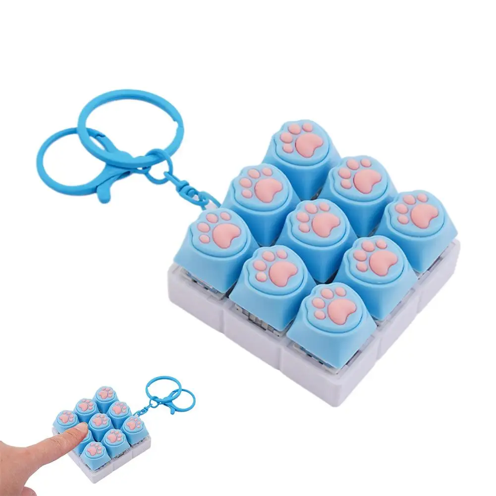 Cat Paw Button Keycap Fidget Keychain