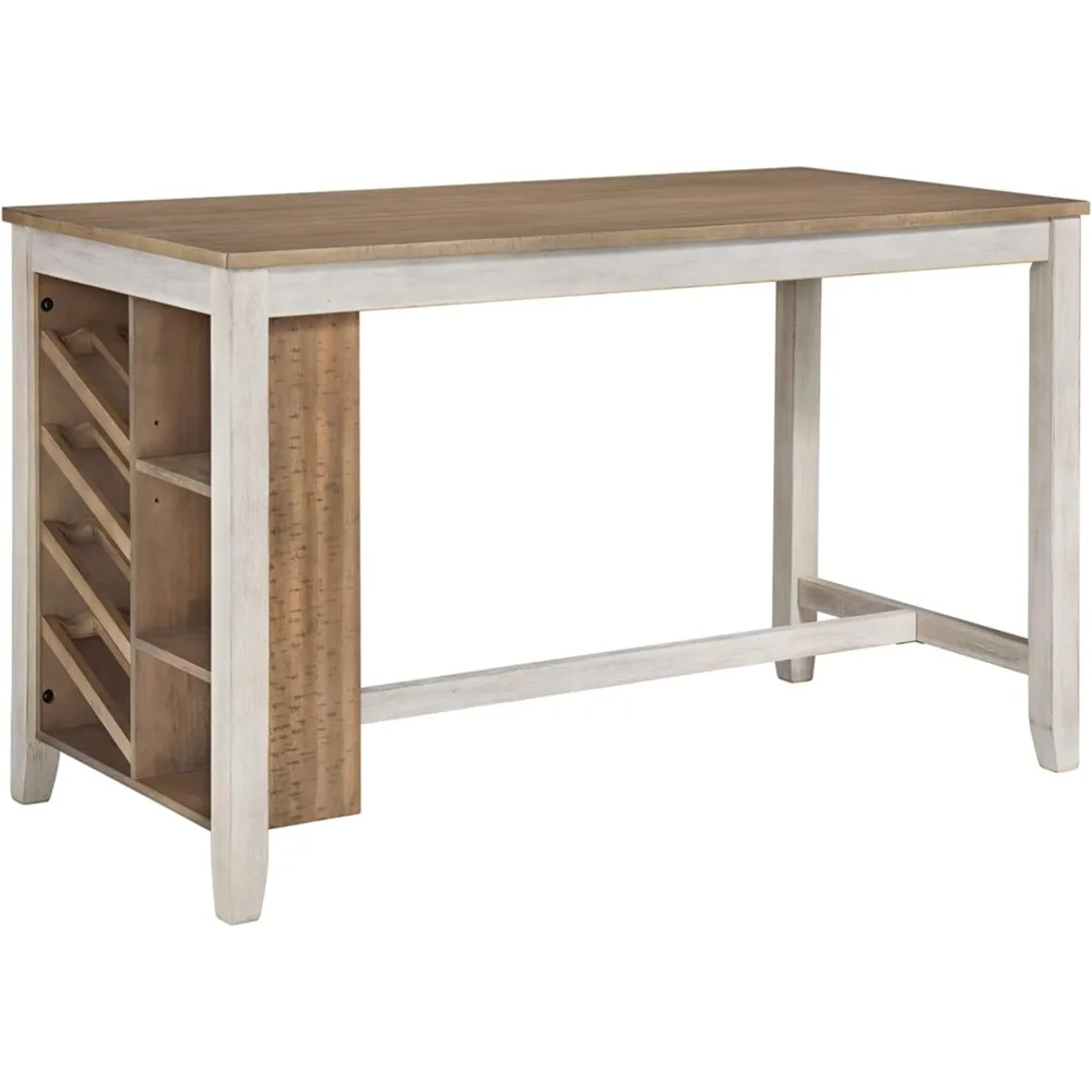 

Skempton Farmhouse 36" Counter Height Dining Table with Storage & Wine Rack, Whitewash
