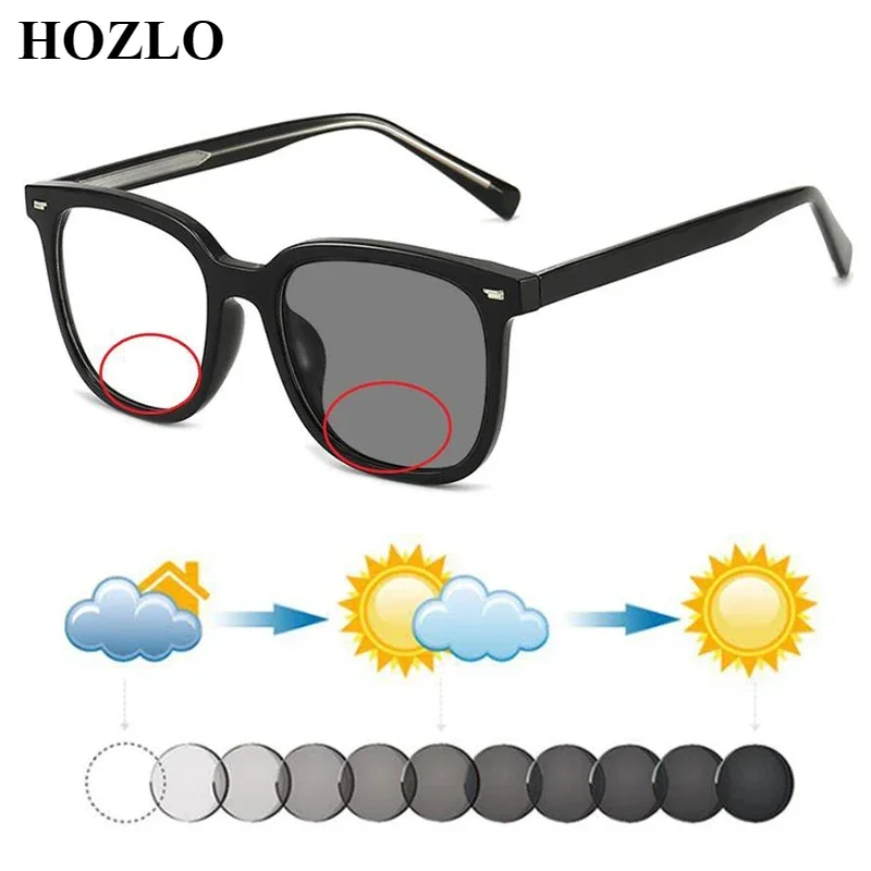 

New TR90 Large Square Men Photochromic Bifocals Reading Sunglasses Women Hyperopia Spectacles Driving Travel Fishing Glasses