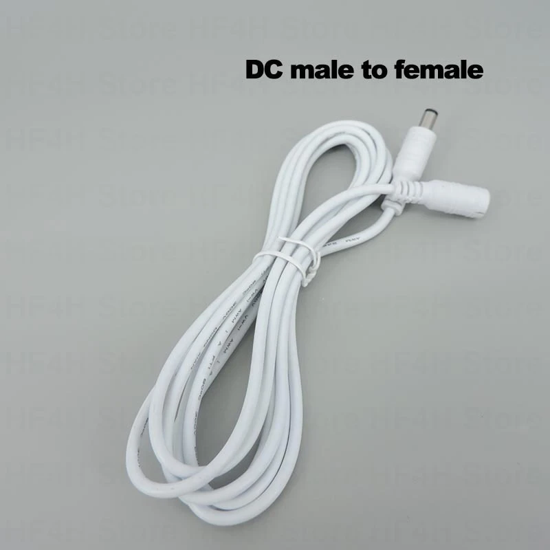 1/1.5/3/5m white DC male to female jack Power supply connector Cable Extension Cord Adapter Plug 12V 5.5x2.1mm 22awg 3A B4