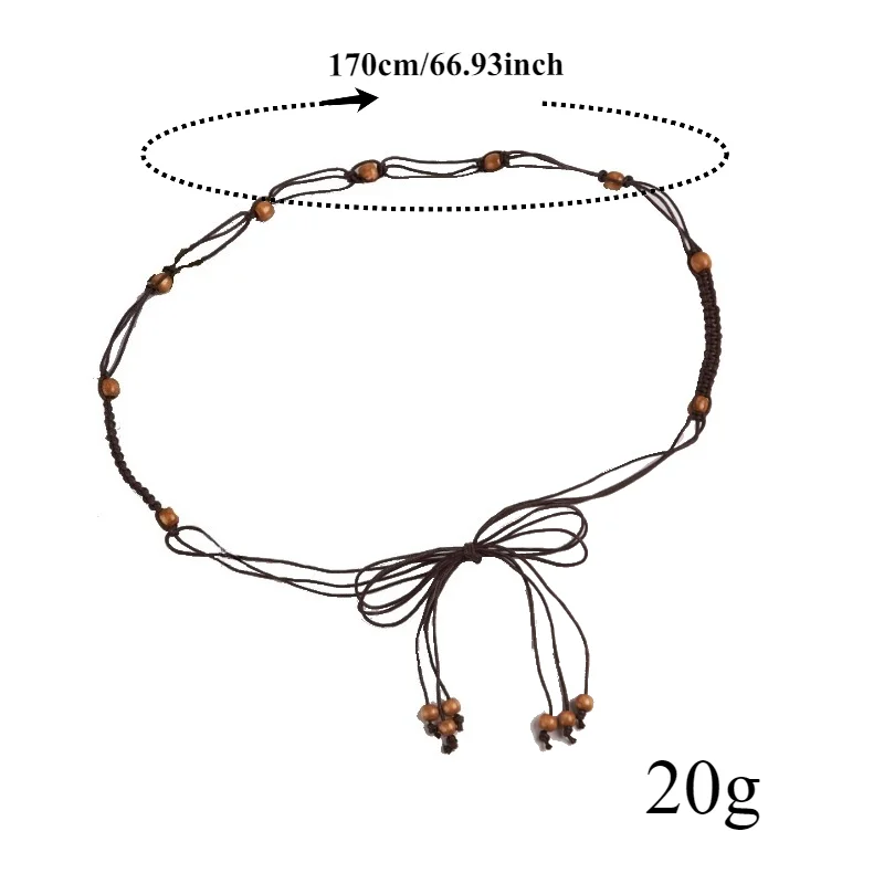 Fashionable Bohemian-Style Decorative Women’s Belt for Dresses Ethnic-Style Leather Cord Waist Chain, and Trouser Belts