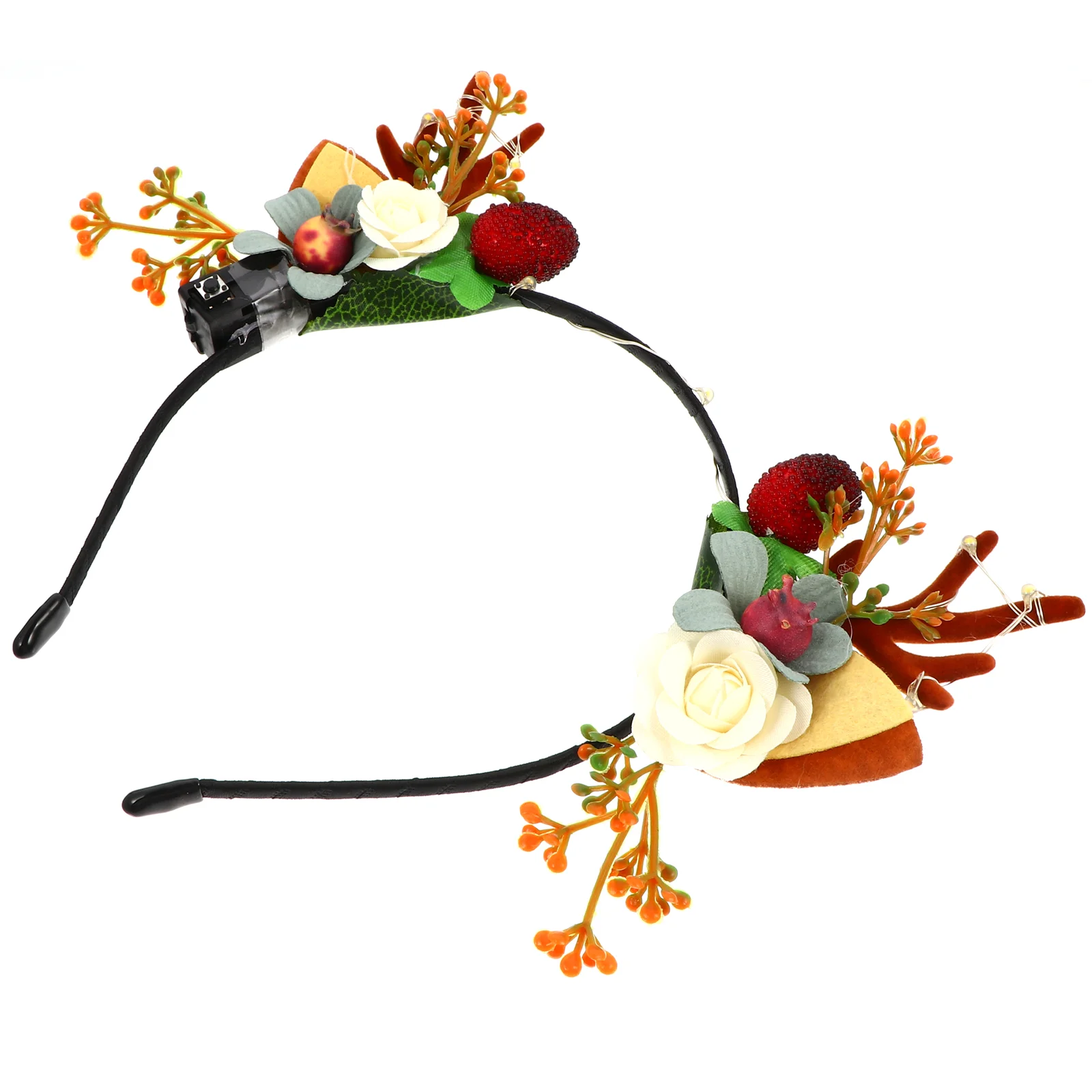 Luminous Antler Headband Yellow Light Christmas Flower Headdress Antlers Cat Ear Hair Plastic Fashion