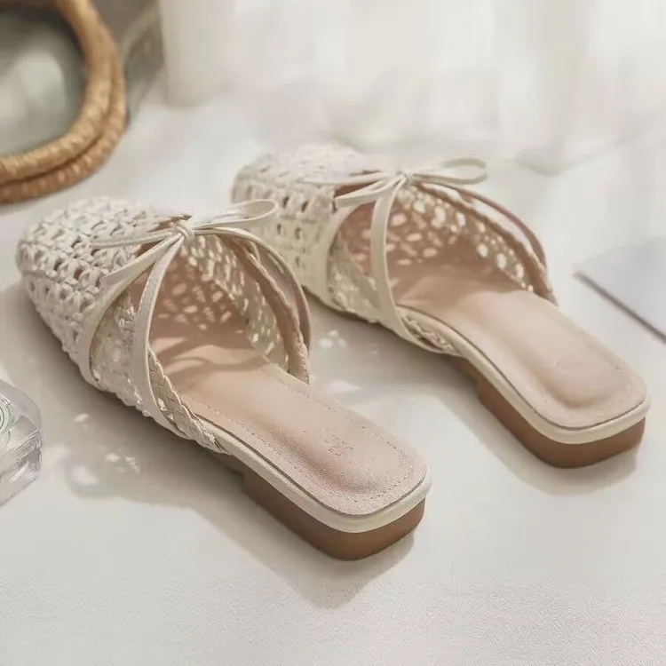 French Retro Hollow Toe Half Slippers for Women,2026 New Style with Increased Height Inside,Summer Dress,Cool Slippers for Women