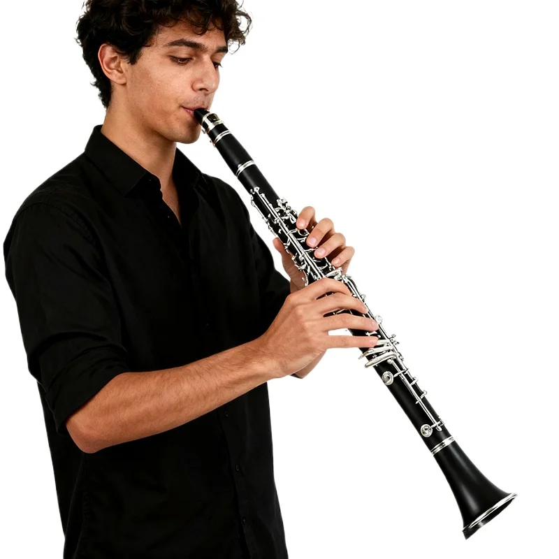 Bakelite Clarinet Bb Nickel Plated Clarinet 17 Keys Professional Clarinete Instrument Unique Woodwind Instruments for Children