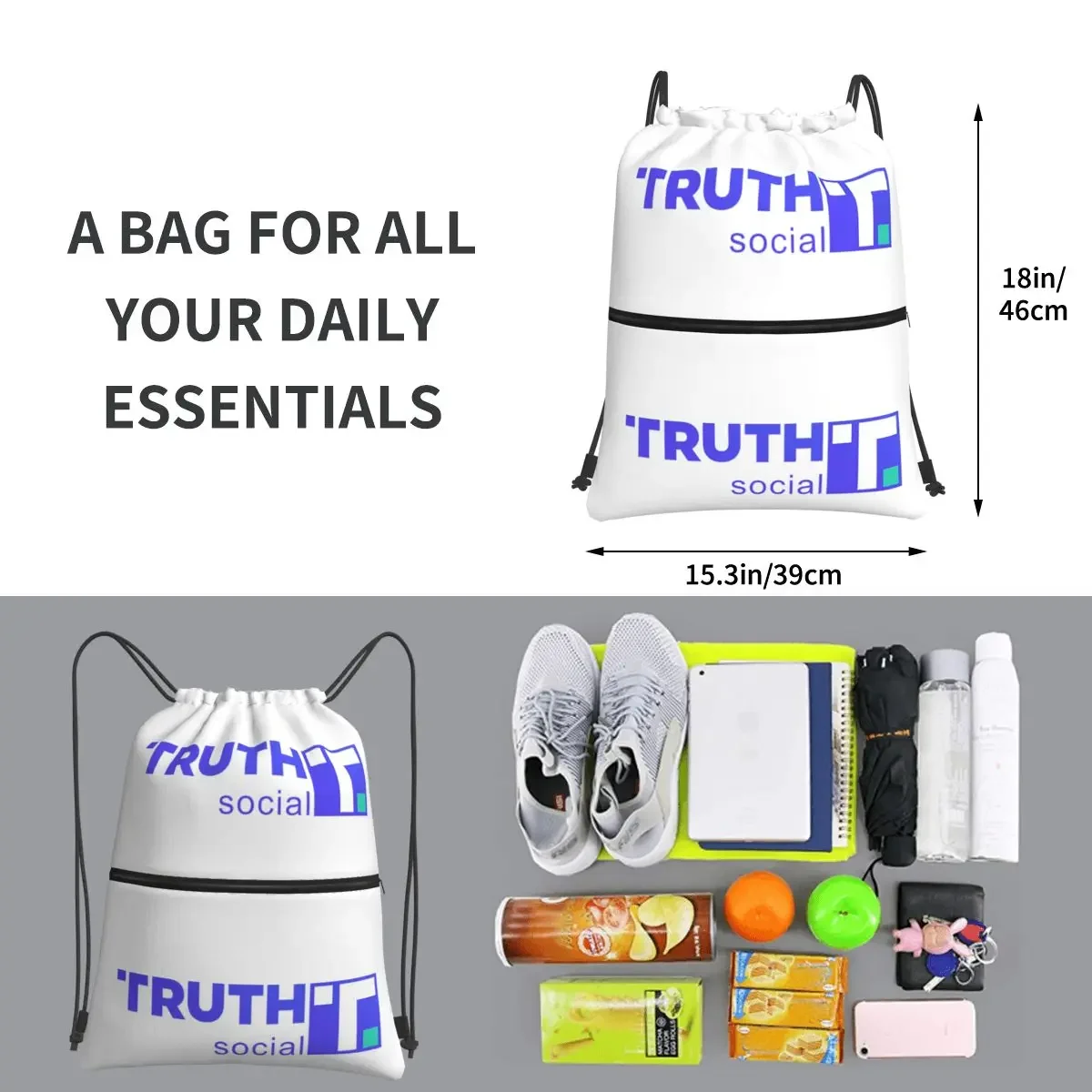 Truth Social Media Truth Social Trump - Trump's Fans Gifts Backpacks Drawstring Bag Sundries Bags For Travel Sport Man Woman