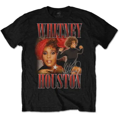 Black Whitney Houston 90s Homage Official Tee T-Shirt Mens Unisex