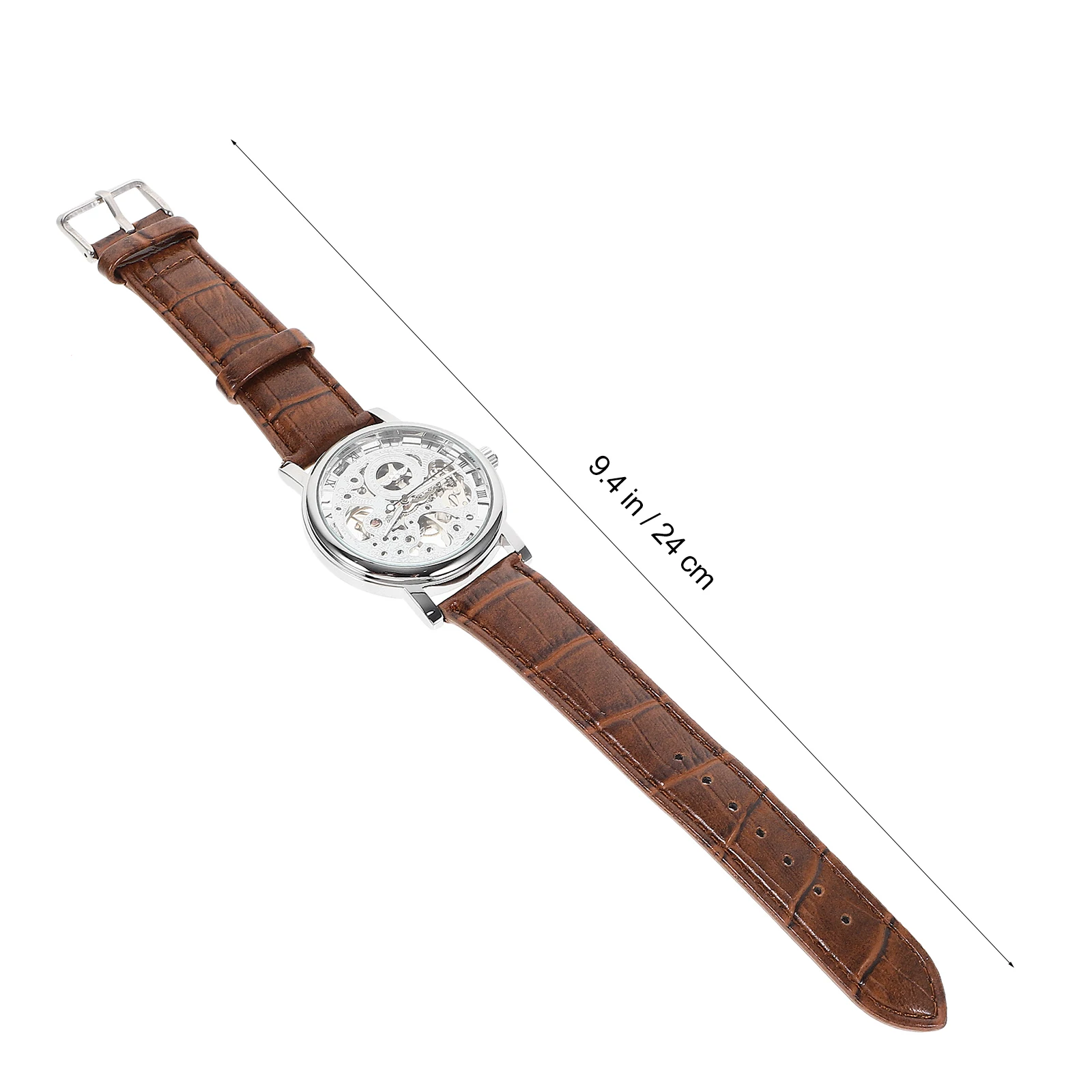 

Men'S Automatic Wrist Watch Pu Band Automatic Wrist Watch White Brown Stainless Comfortable Wear For Men Boys