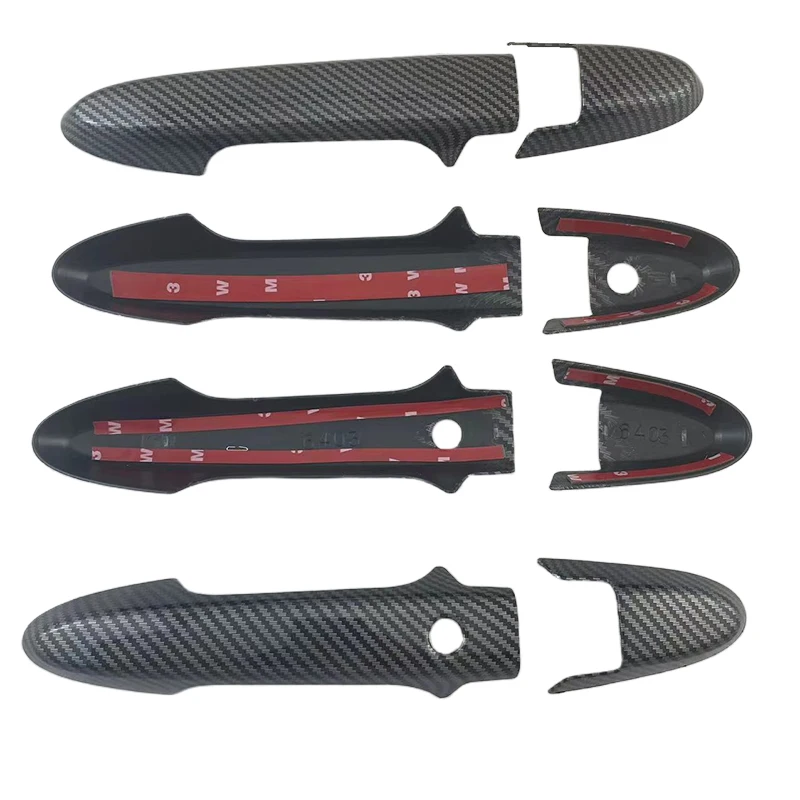 ملصقات السيارات الكروم الفضة ألياف الكربون غطاء مقبض الباب لهوندا سيتي 2014 2015 2016 2017 2018 2019 2020 #6