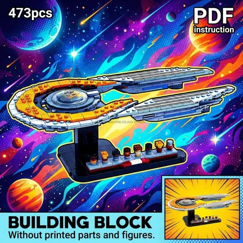 

Star Movie Galaxy Exploration Cruiser Disc Saucer Spaceship Display Stand MOC Block Model