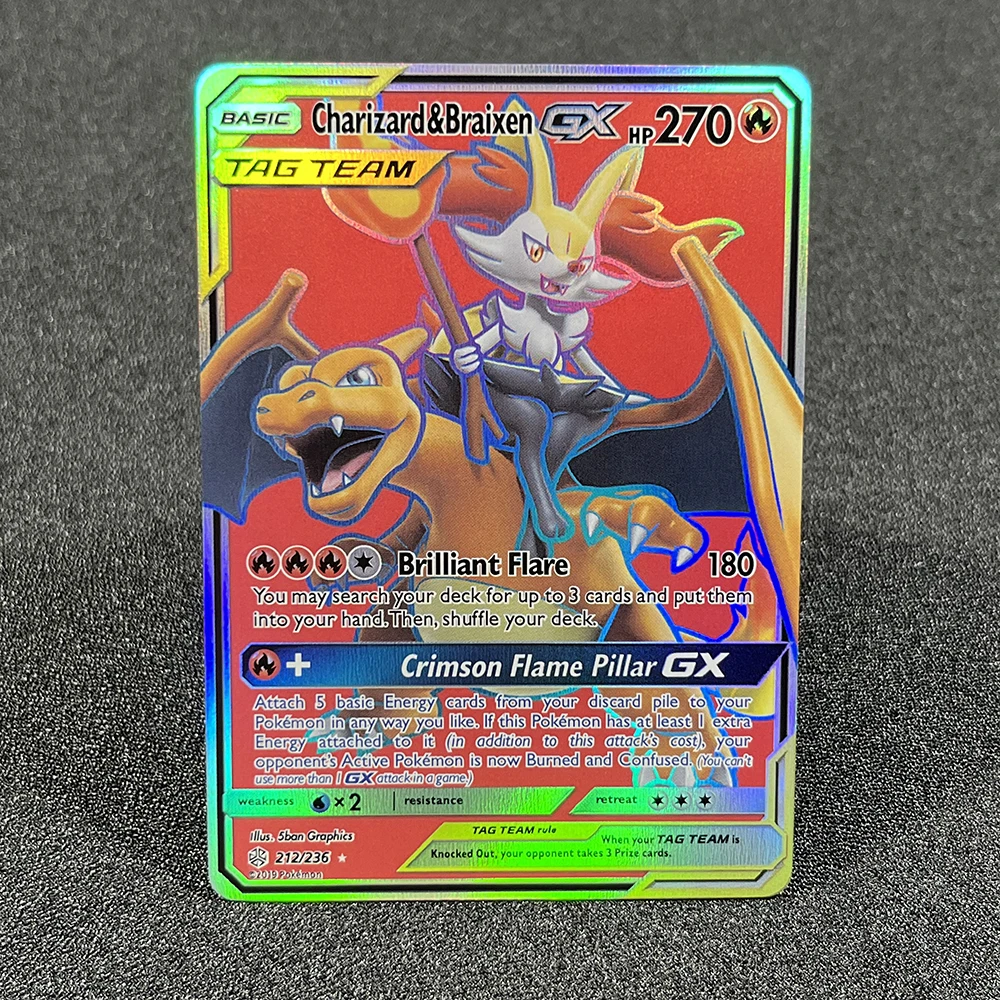 Pokémon PROXY Cards Sun&Moon Cosmic Eclipse (CEC) Blastoise&Piplup-GX Charizard&Braixen-GX Foil TCG Cards Game Collection PTCG