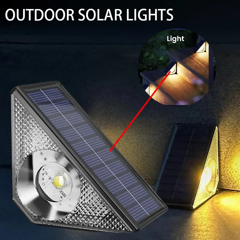 Outdoor Solar Step Light Waterproof Warm White and 7 RGB Color IP65 LED Solar Staircase Deck Decoration Package 4-2