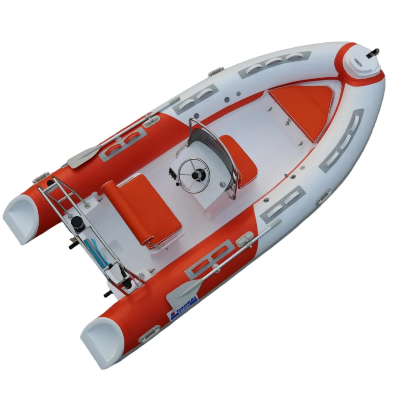 Double-depth V-hull fiberglass cabin patrol boat open boat with outboard engine