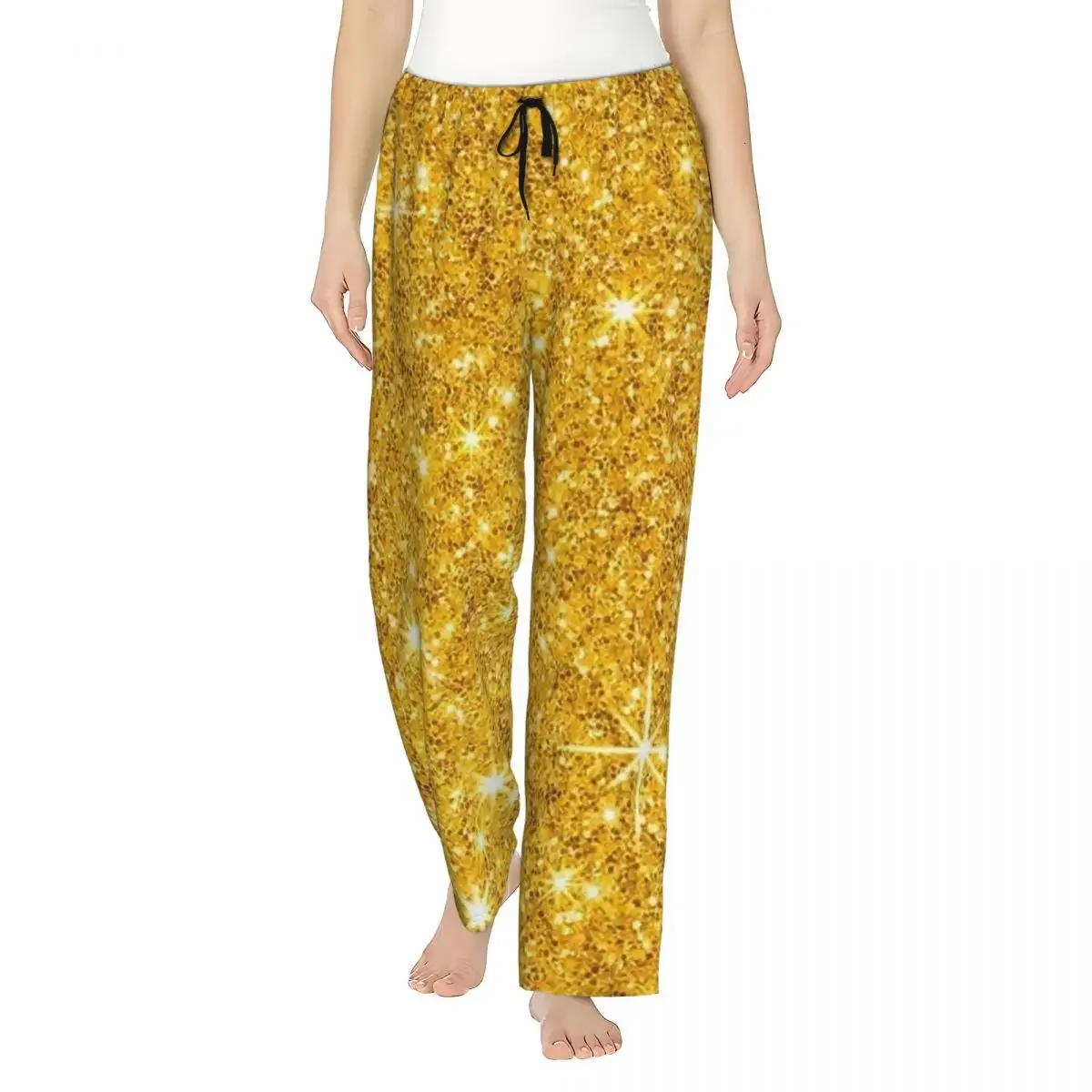 

Custom Glitter Gold Women Pajama Pants Lounge Sleep Sleepwear Bottoms with Pockets