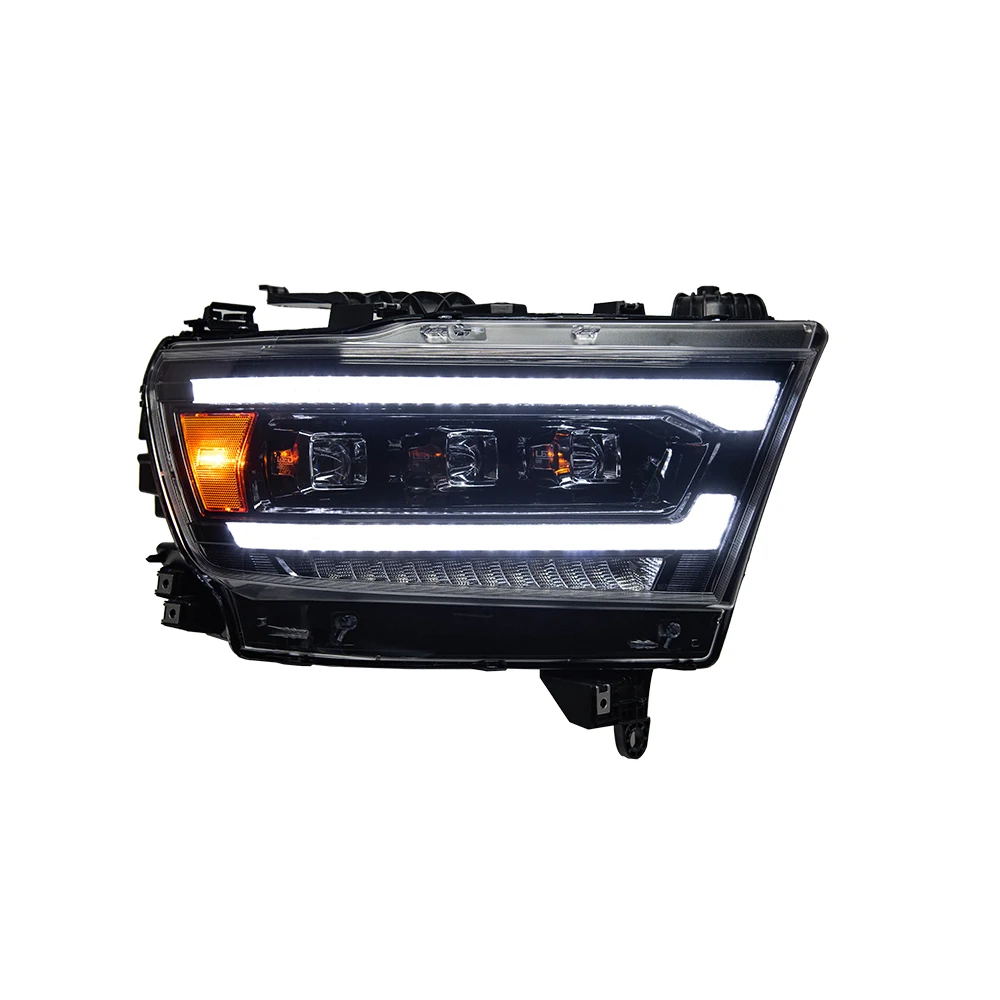

For RAM 1500 2000 2500 3000 3500 Car Front Headlight Upgrade Dynamic Turn Signal LED Three Lens Assembly 6000k Best Accessories