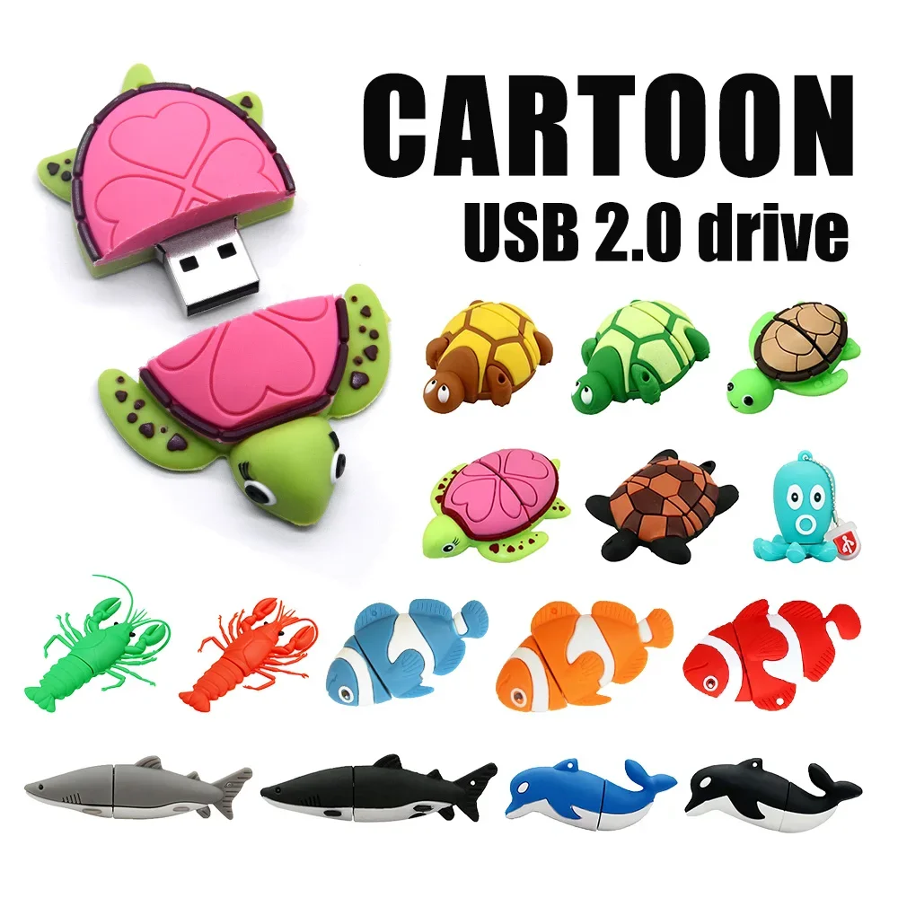 Cute Cartoon Tortoise USB2.0 Flash Drive Sea Turtle Pen Drive 8GB16GB 32GB 64GB 128GB Usb Flash Pendrive Memory Stick Disk Gifts