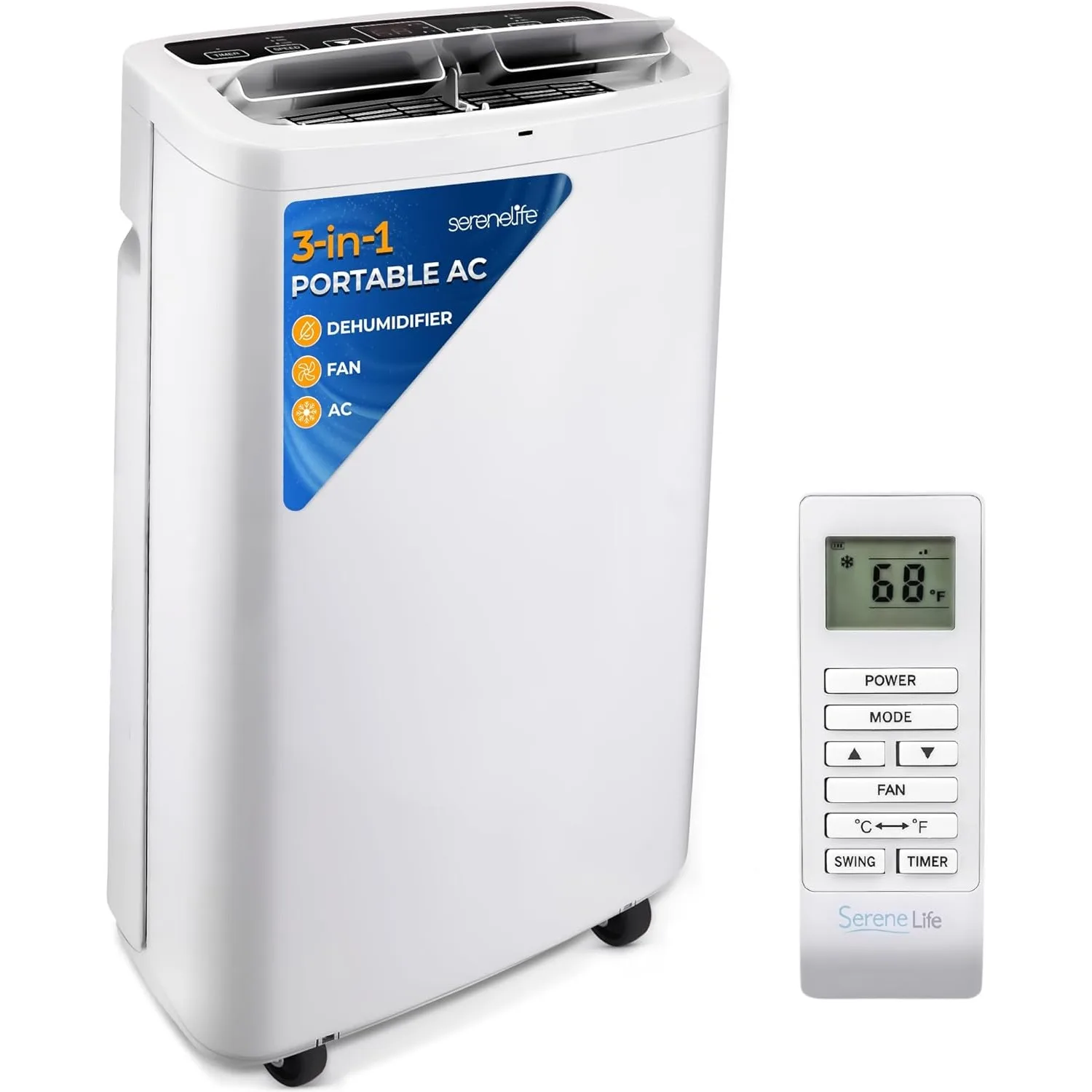 NEW Small Air Conditioner Portable 14,000 BTU w/ Built-in Dehumidifier -for 650 sq ft - Remote Control, Window Mount Exhaust Kit