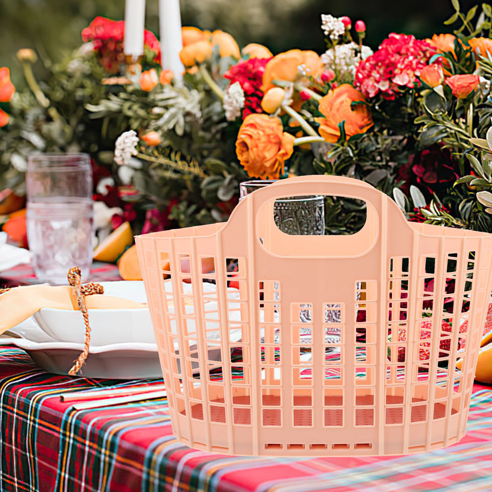 

2pcs Foldable Hand Basket for Fruit Vegetable Shopping Home Hotel Kitchen Lightweight Comfortable Use Decor