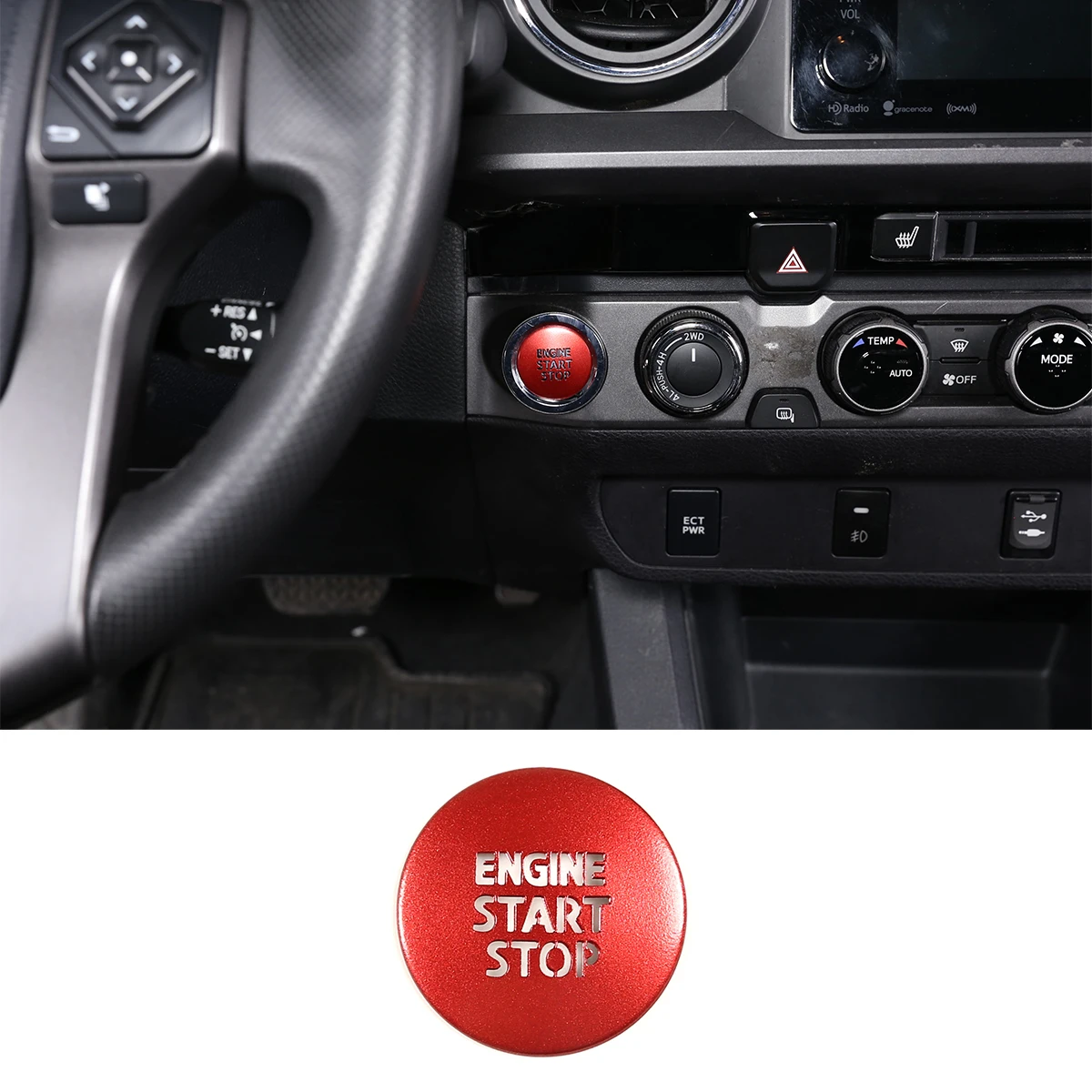 

For Toyota Tacoma 2016-2022 Car Ignition Switch Decorative Stickers Automotive One Key Start Button Stickers Red/Blue/Silver