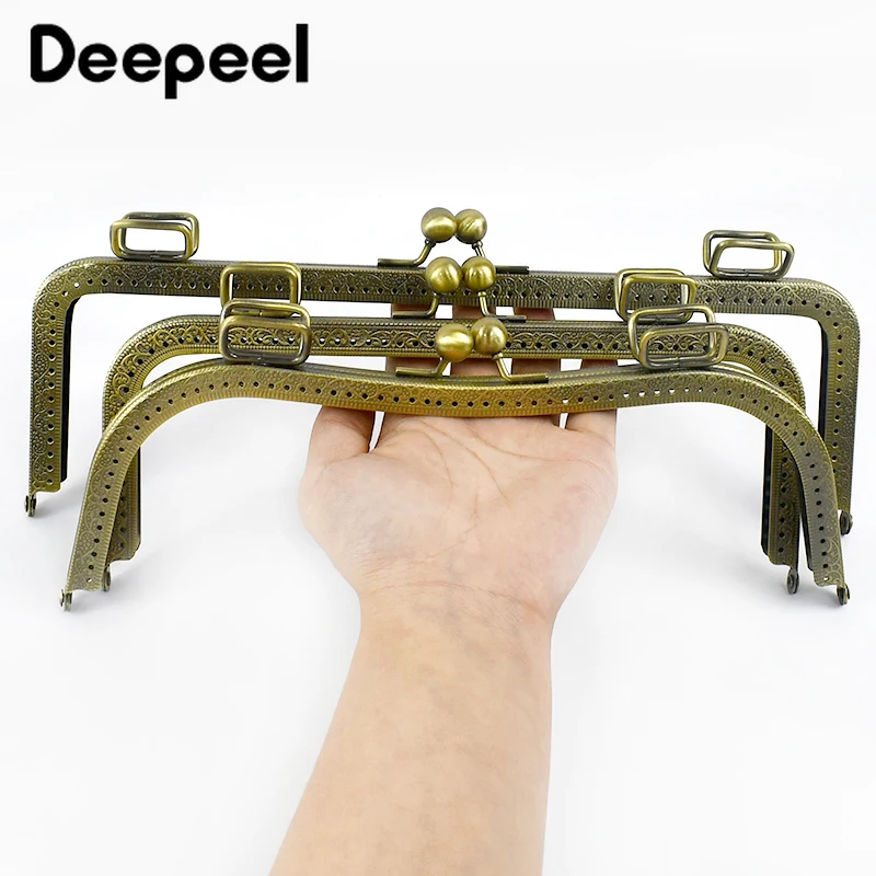 2/5Pcs Deepeel 24/27/29cm Embossed Bags Handles Purse Frames Metal Kiss Clasp DIYSewing Brackets Handle Making  Accessories